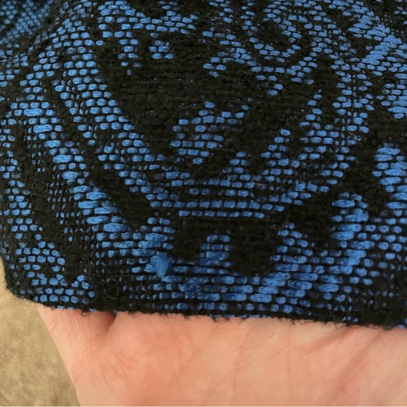 TED BAKER Carron Jaquard Panel Pencil Skirt Blue Black Wool Blend - Picture 4 of 11